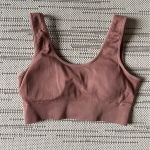 Aerie Ribbed Seamless Padded Size Medium Pink Bralette